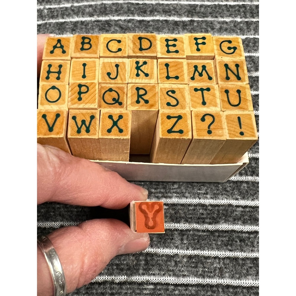 Hero Arts Tiny Dot Alphabet Stamp Set LL365 Vintage 1996 28pc Wood